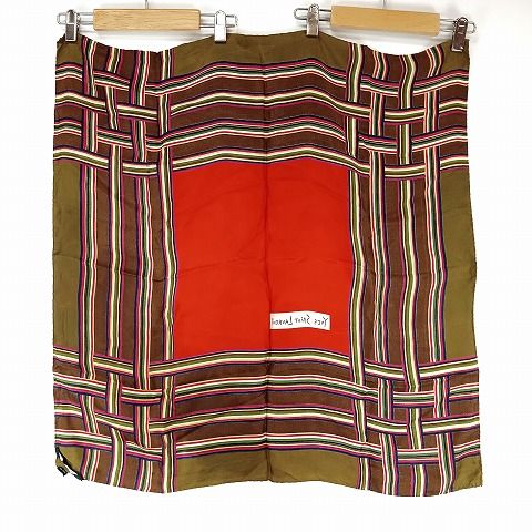 イヴサンローラン YVES SAINT LAURENT シルク ロゴ 大判スカーフ