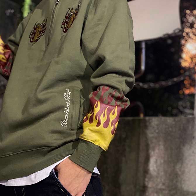 LEFLAH レフラー Lサイズ tiger half zip sweat (KHAKI) ハーフジップ  