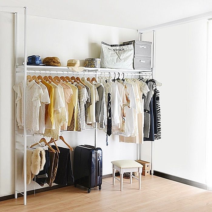 ツッパリ クローゼット ハンガーラック ホワイトハンガー ロータイプ