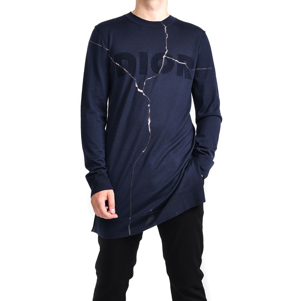 DIOR ディオール / ニットセーター クルーネック ウール シルク ロゴ