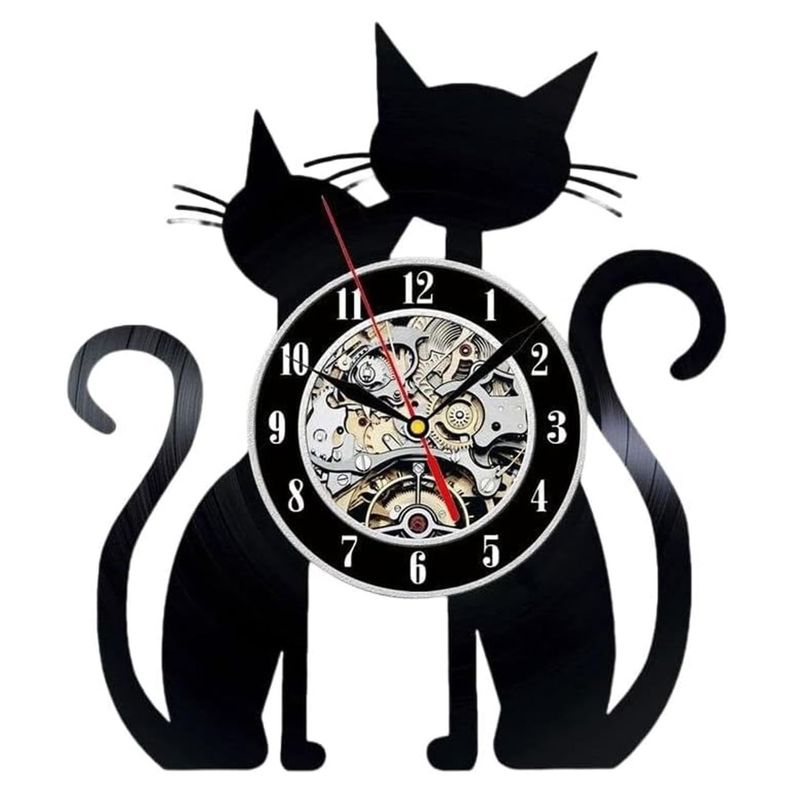 壁掛け時計 置き時計 猫 掛け時計 おしゃれ 猫 黒猫 フック セット