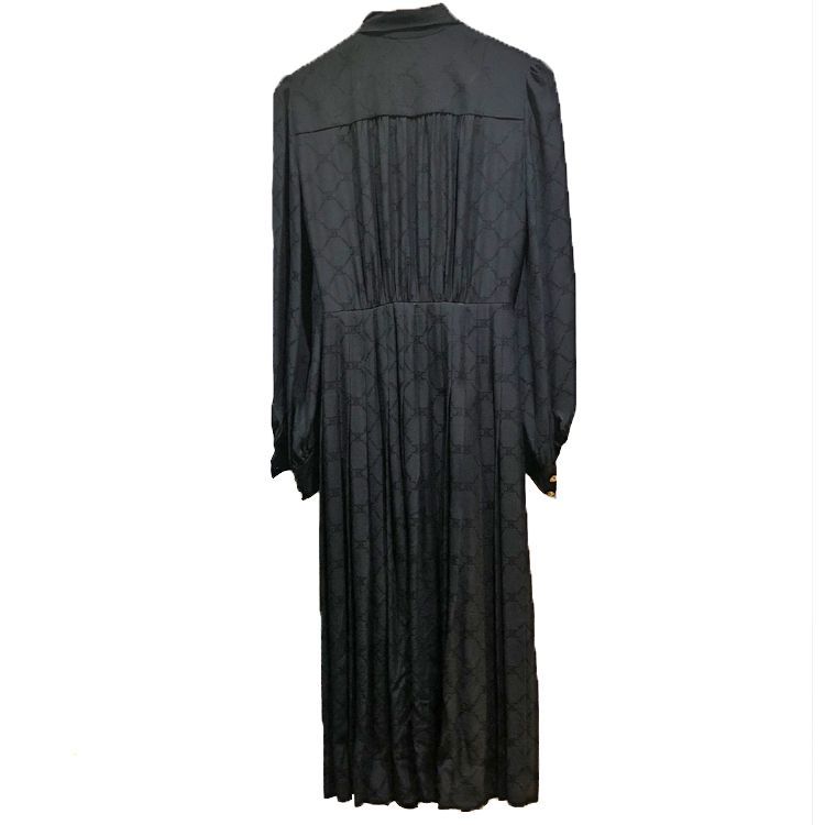 CELINE セリーヌ 21AW トリオンフ総柄 ボーカラー シルク ドレス  