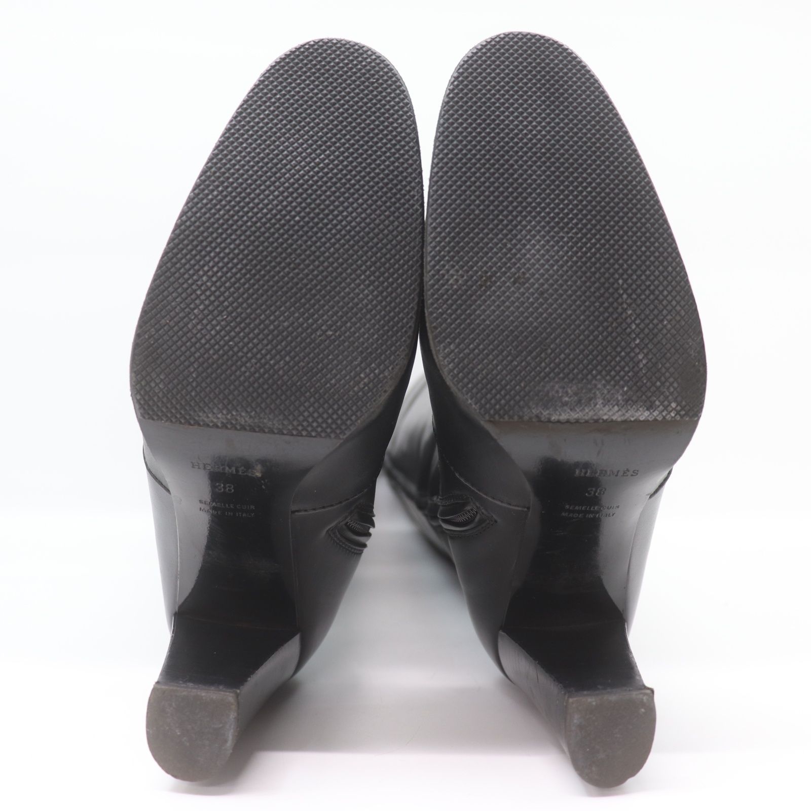 エルメス/サイドジップレザーロングブーツ ヒール