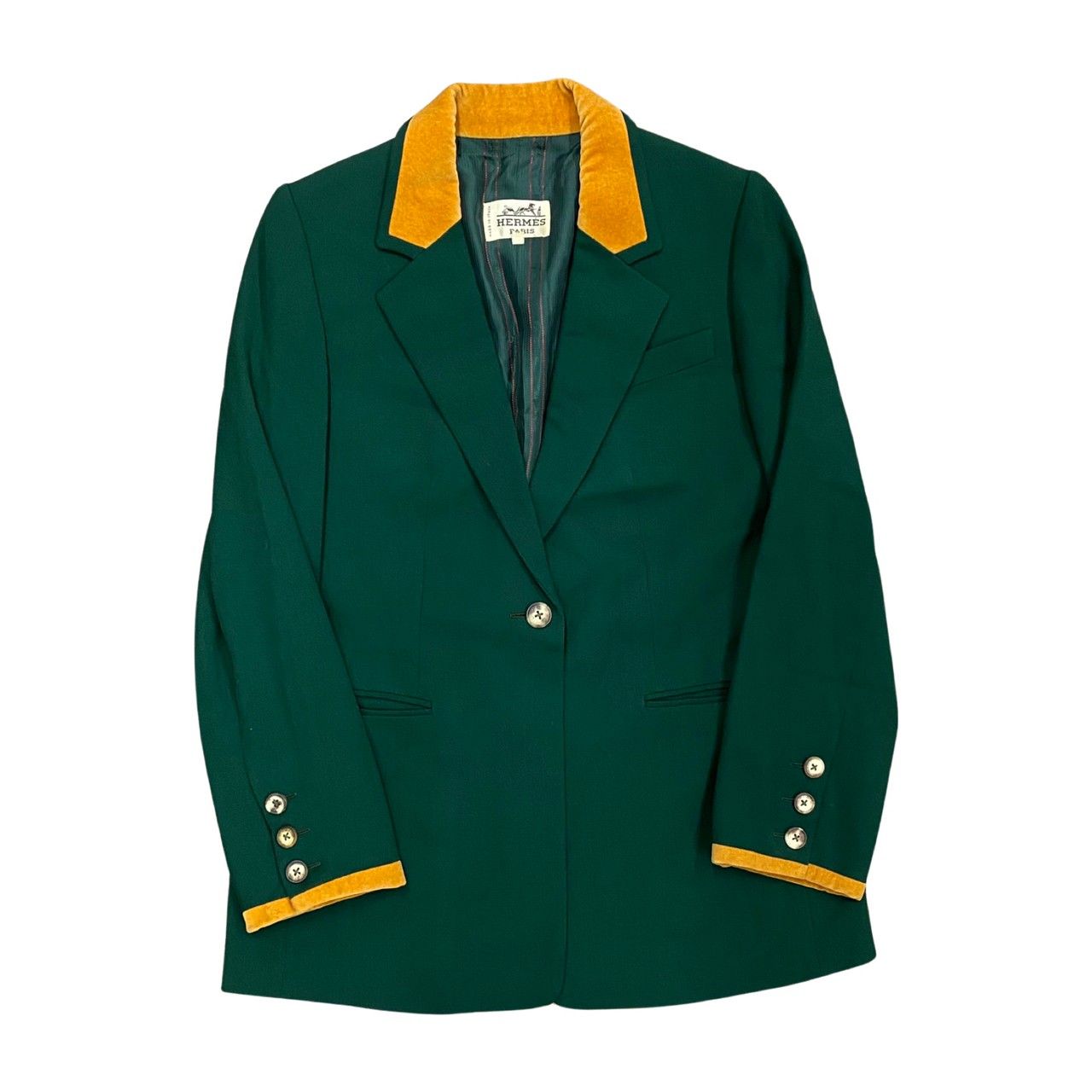 極 美品 希少品 HERMES エルメス バイカラー ウール ベロア テーラード 