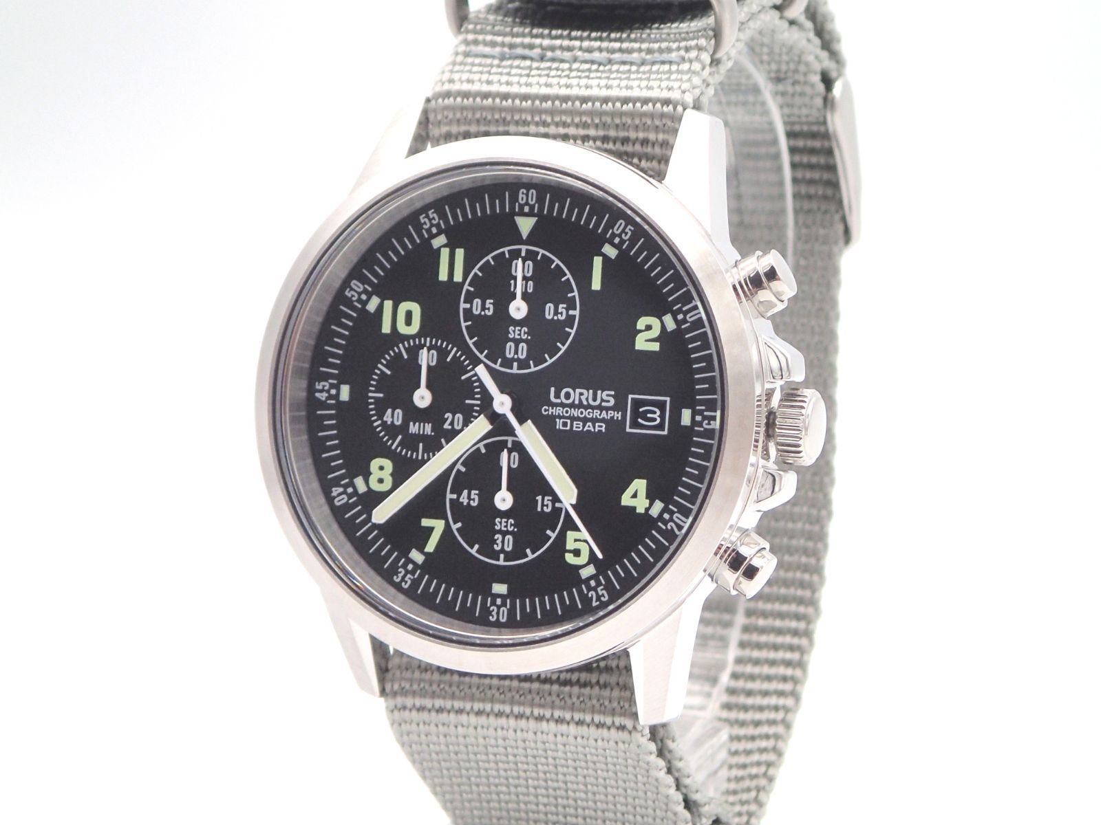 SEIKO LORUS Military Chronograph Watch LumiBrite Black Grey