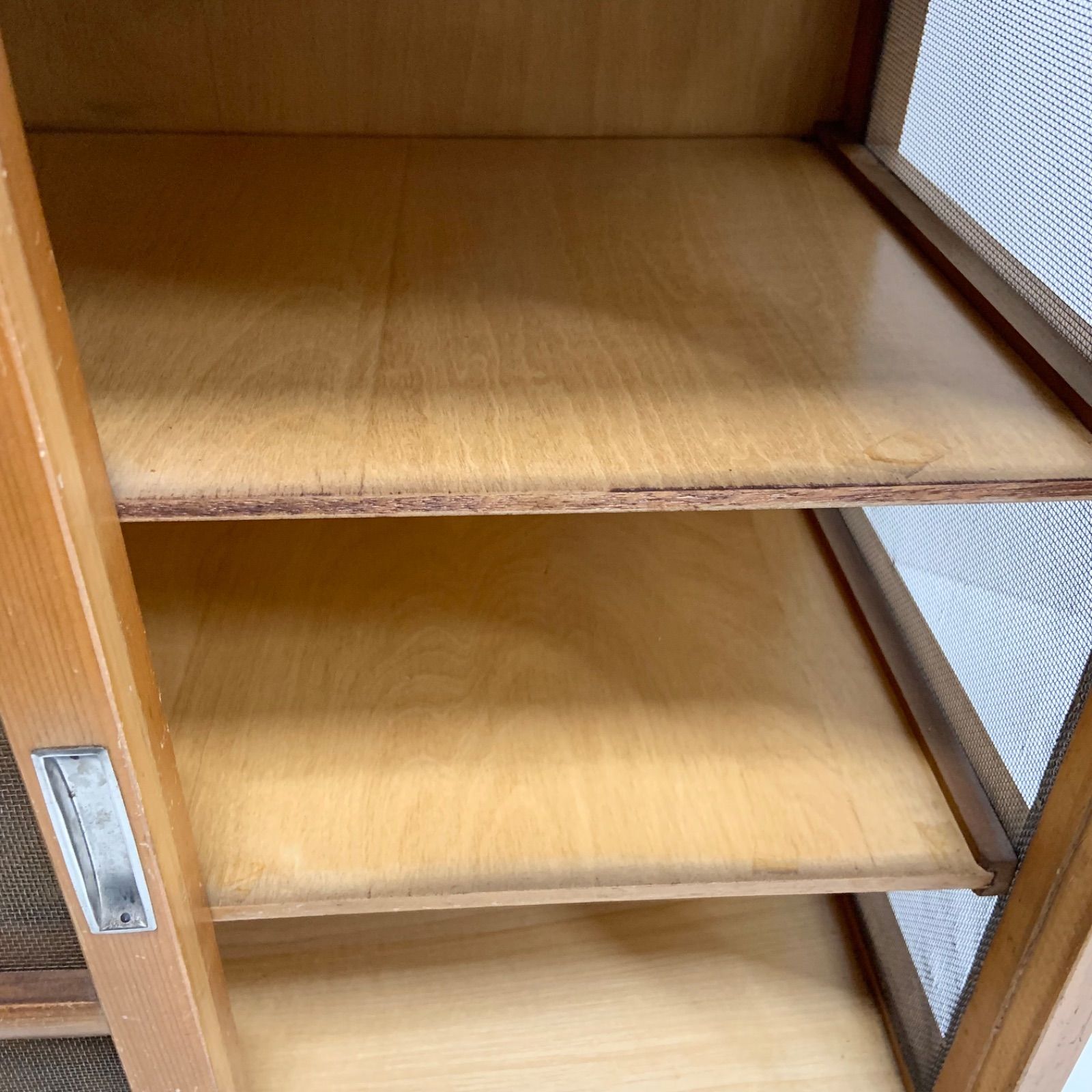 昭和レトロ 木製 食器棚 食品保存棚 蝿帳 正面 サイド 網貼り 昭和レトロ 木製 食器棚 食品保存棚 蝿帳 正面 サイド 網貼り