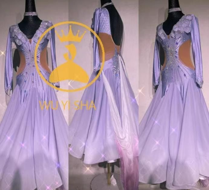 社交ダンス キラキラ⭐︎マーメイド 　（細身のMサイズ》 オーダーメイド 社交ダンス衣装 スタンダードドレス 高品質
