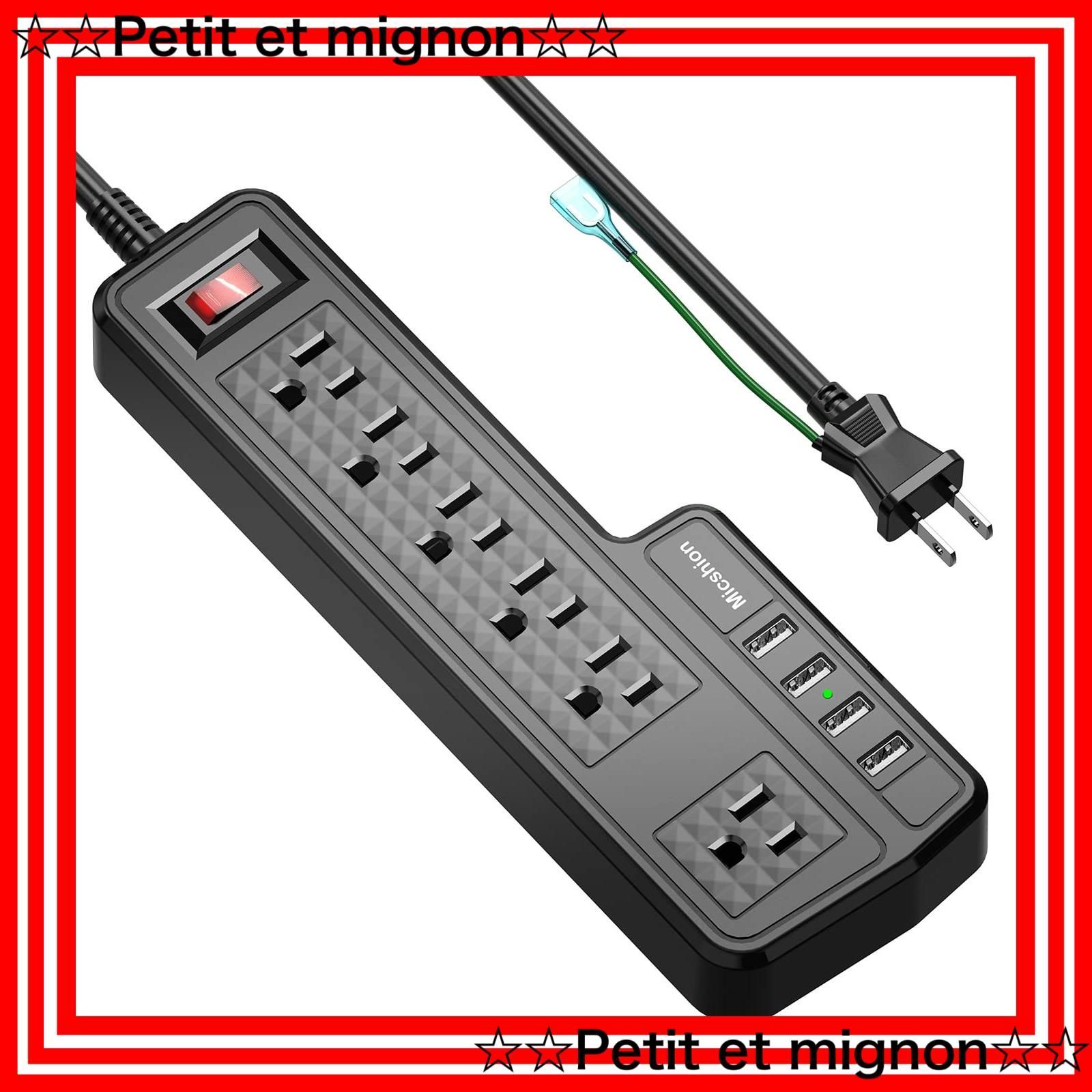 【スピード発送】(ブラック) オフィス/家庭給電用 2m延長コード 過負荷保護 雷ガード 急速充電可能 6AC充電口（110-240V）＋4USBポート（3.4A/5V）壁取付用固定フック 個別スイッチ コンセント USB