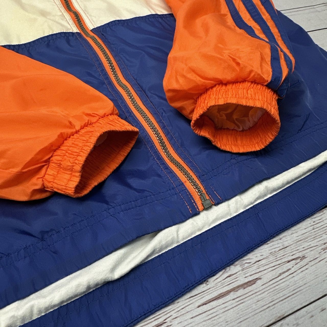 90s adidas スリーストライプス ナイロンジャケット フーディ付き XL