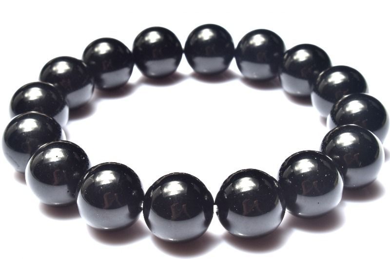 １点物 テクタイト黒隕石 14mm ブレスレット パワーストーン 天然石 _MA9391