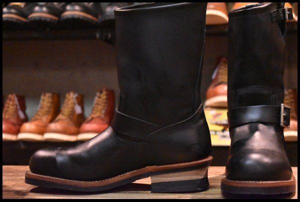 【8D 美品 10年】レッドウィング 2268 エンジニア 黒 ブラッククローム スチールトゥ ブーツ redwing HOPESMORE【EF299】