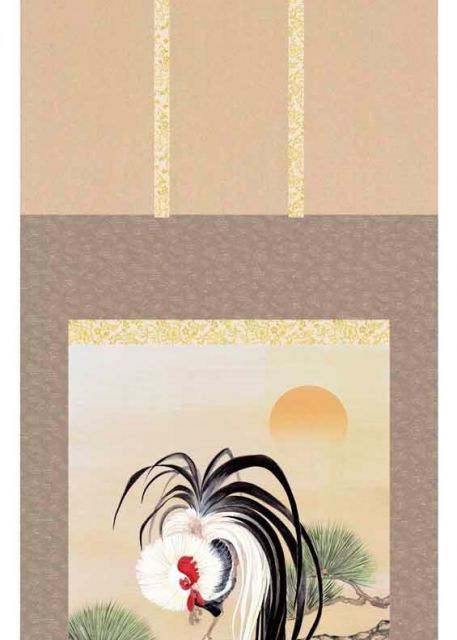 風外/双鶏画賛/掛軸/名家伝来/Z-882 風外/双鶏画賛/掛軸/名家伝来/Z-882