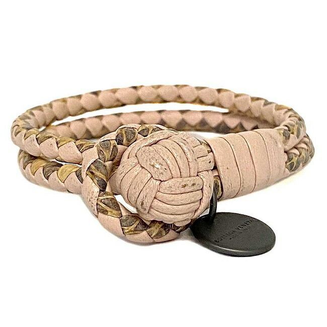 BOTTEGA VENETA イントレチャート レザーブレスレット パイソン ボッテガヴェネタ ブレスレット ライトピンク パイソン柄