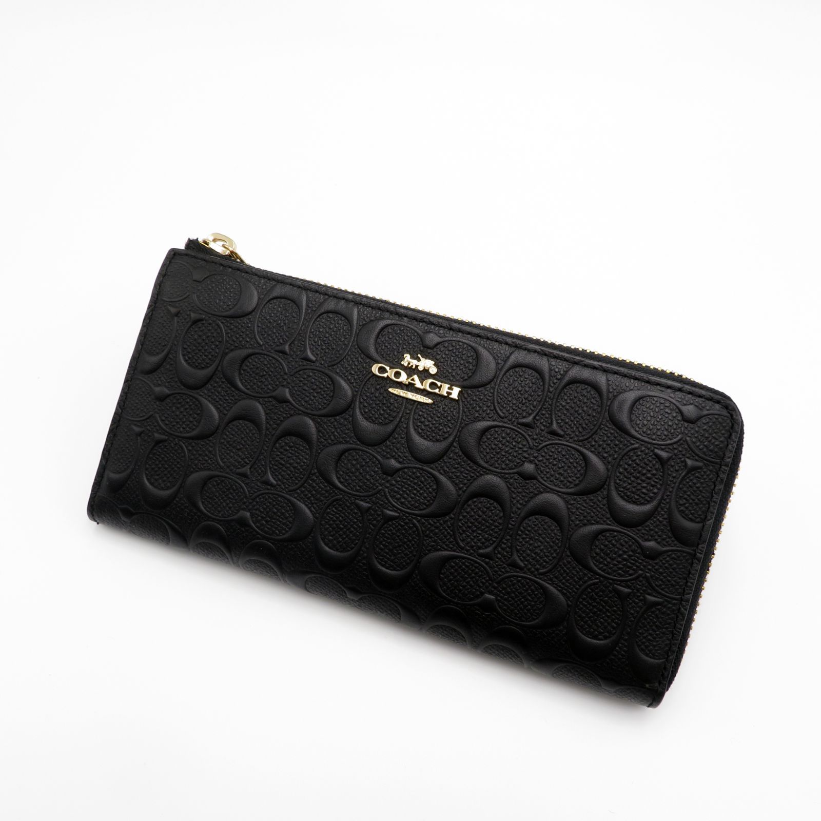 COACH/コーチ シグネチャー L字ファスナー 長財布 F73600 ブラック 