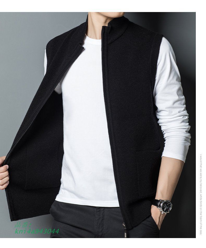  ニット ベスト ウール フメンズ スタンドポケット付き 無地 ノースリーブ ジップアップ 冬物 ルームベスト トップス 防寒 前開き kni 4 a 943044 ビスチェ ベスト ジレ ビスチェ