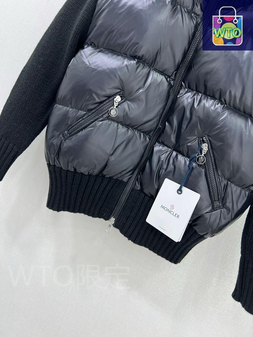 MONCLER ブラック ジャケット ハイネック Moncler 黒 ダウンジャケット リブ編みハイネック｜本日限定特価