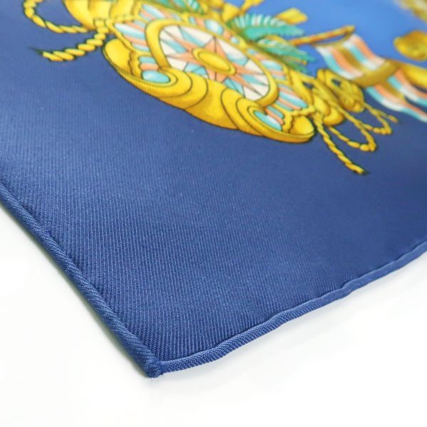 HERMES カレ90 Voiles de Lumiere 光の帆船 青系 船 シルク