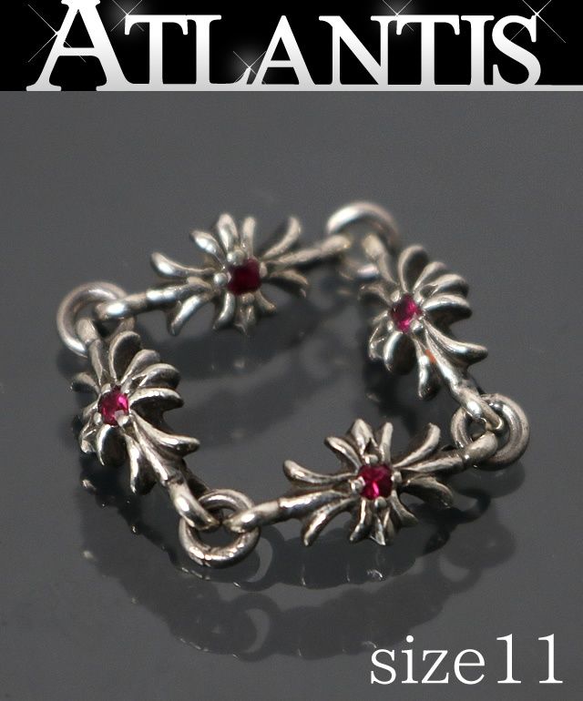 CHROME HEARTS 銀座店 クロムハーツ タイニーE CHプラス ルビー リング 指輪 メンズ シルバー SV925 約11号 100679