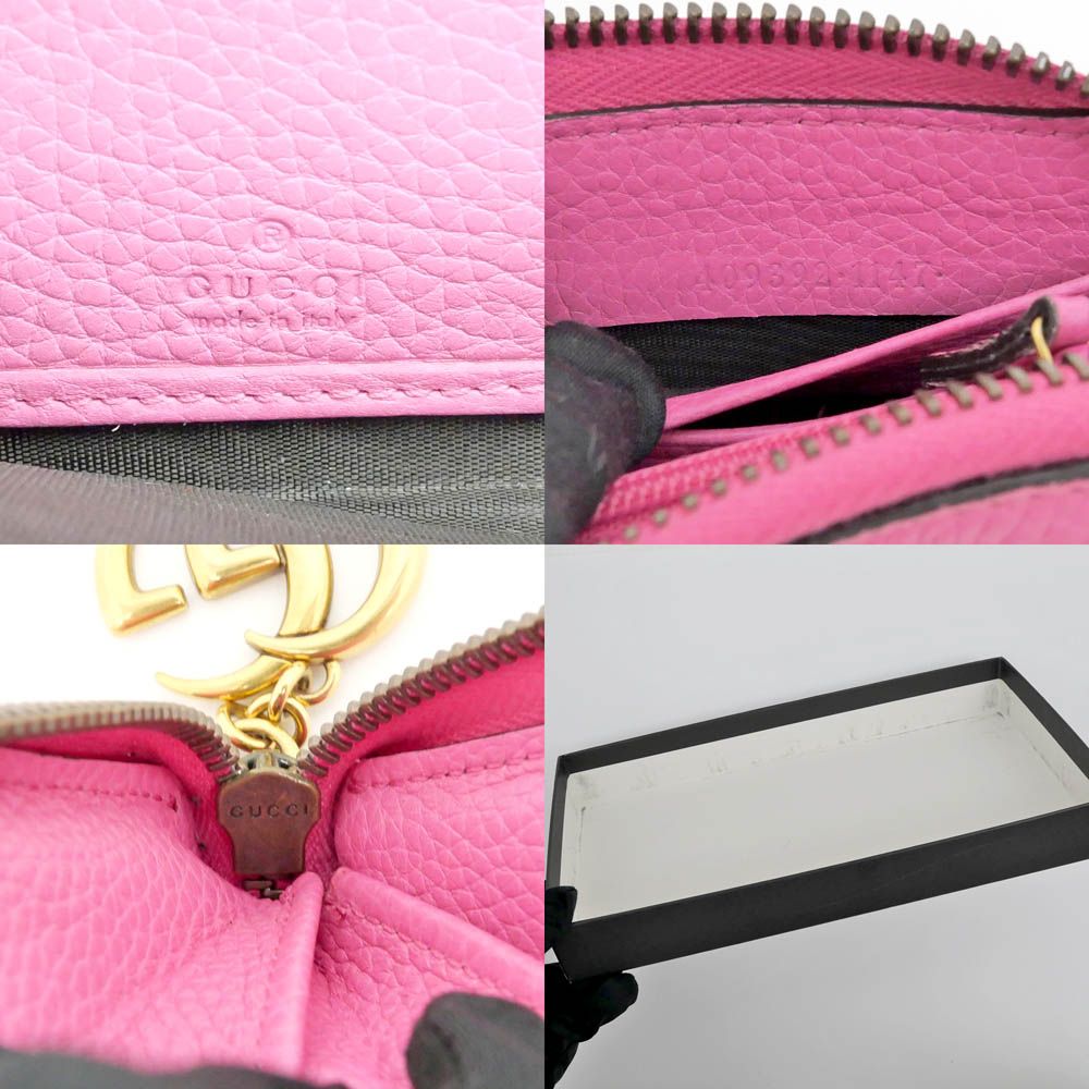 美品✨GUCCI マーモント　長財布　シボレザー　ベビーピンク　付属品付 グッチ 長財布 財布 レディース GGマーモント ラウンド