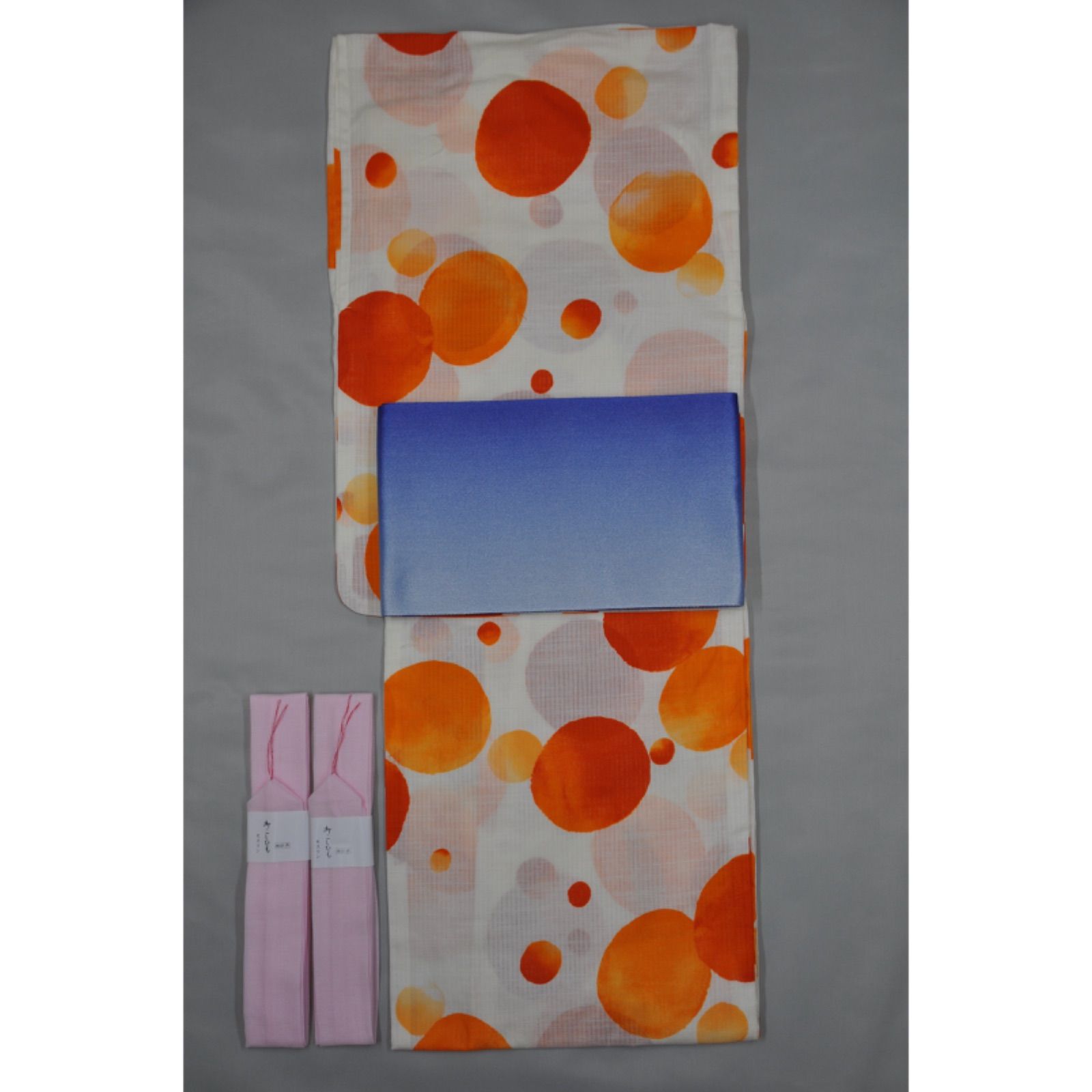 レディース浴衣3点セット　白/山吹色