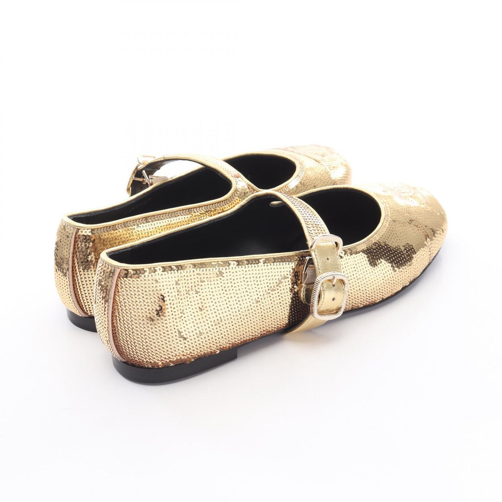 シャネル CHANEL ココマーク メリージェーン ゴールド レザー フラットシューズ レディース