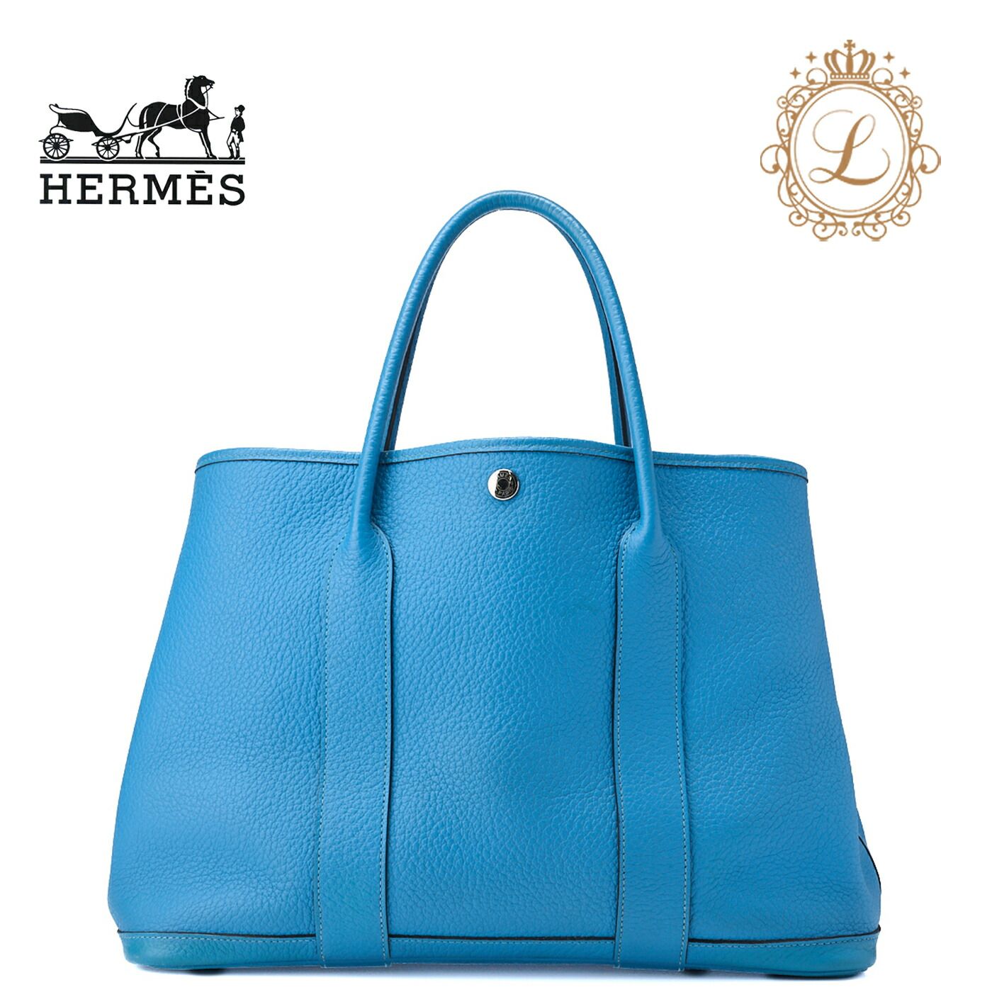HERMES エルメス ガーデンパーティPM トートバッグネゴンダ ブルー 