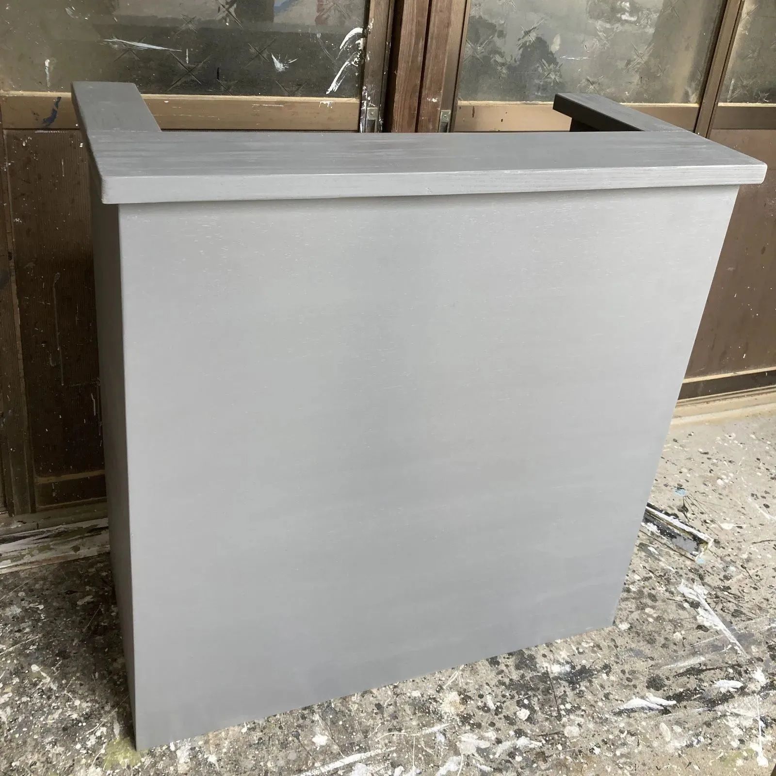 受注製作 グレー カウンターテーブル 900 店舗 ネイル 美容院 受付カウンターレジカウンター