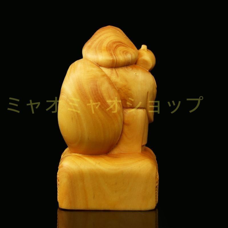 木彫り　置物　大黒天様　縁起物 木彫り 大黒天 大正時代 置物 13×12×20.5cm