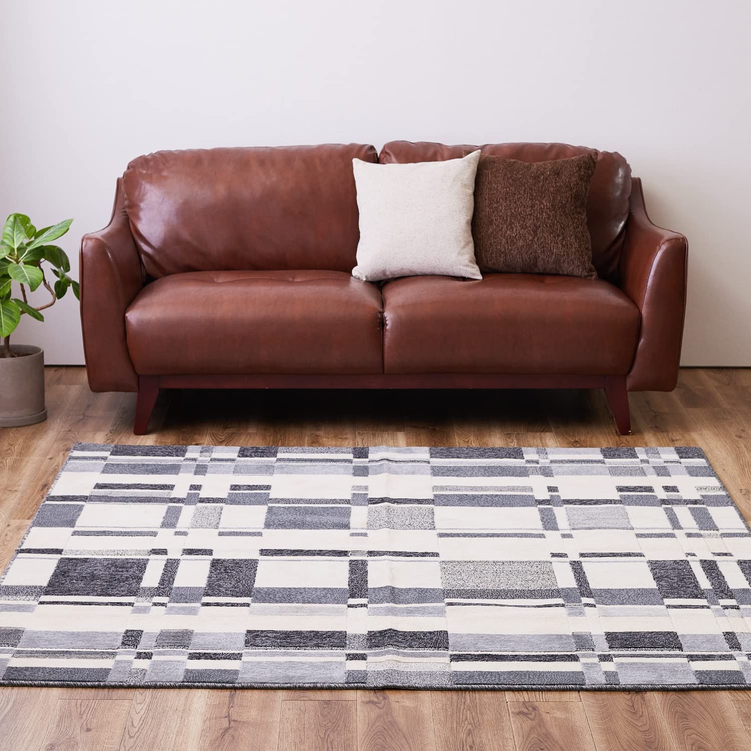 【人気商品】ラグ 萩原 グレー 約130×190cm 「アラビカ」 タフトラグ 防炎 防ダニ 抗菌 防臭 日本製
