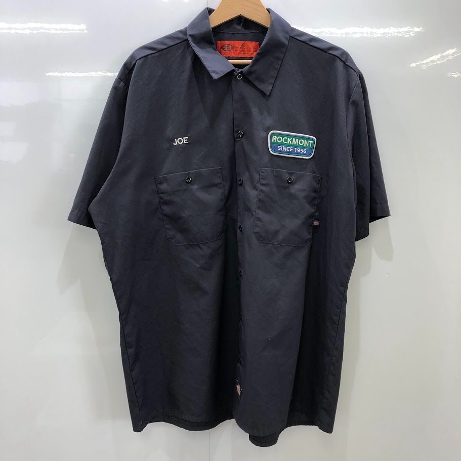 ディッキーズ ワークシャツ ロゴ 工具 2XL 黒 USA古着 半袖 シャツ Dickies ディッキーズ ワークシャツ 半袖シャツ 企業ロゴ刺繍