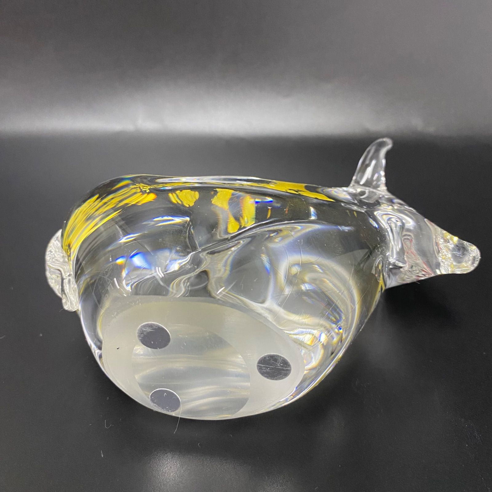 希少美品】Multi Glass ガラス製 丑 牛 オブジェ 置物 クリスタル 透明 