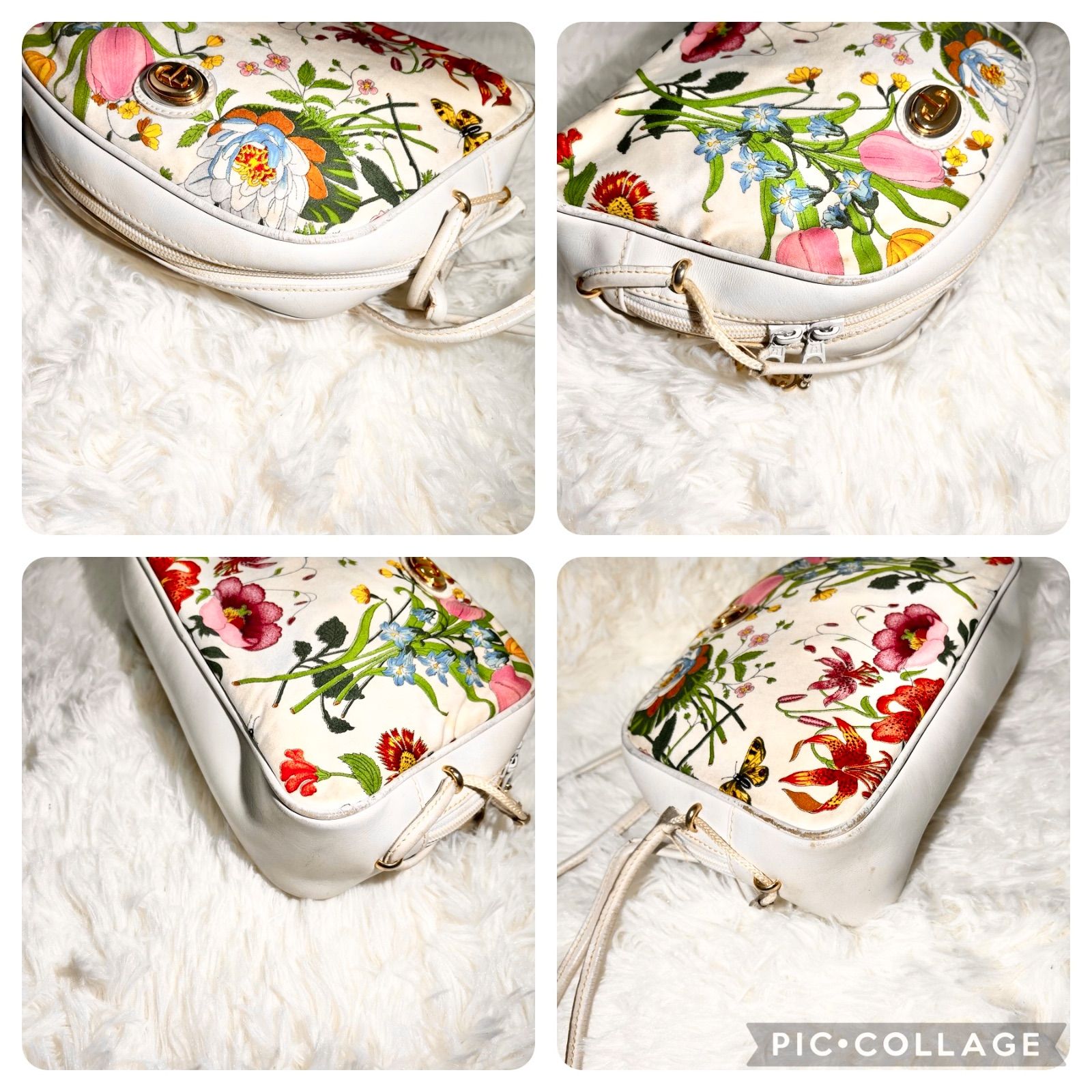 GUCCI オールド グッチ フローラ レザー ミニ ショルダー バッグ 
