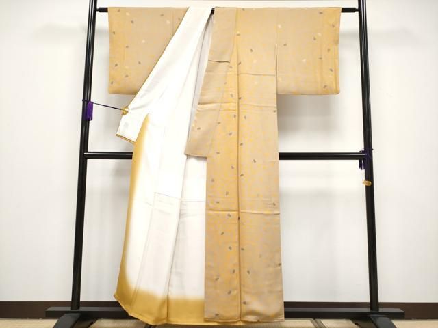 平和屋本店□極上 人形作家・ホリヒロシ 小紋 舞花びら 柴染色地 逸品