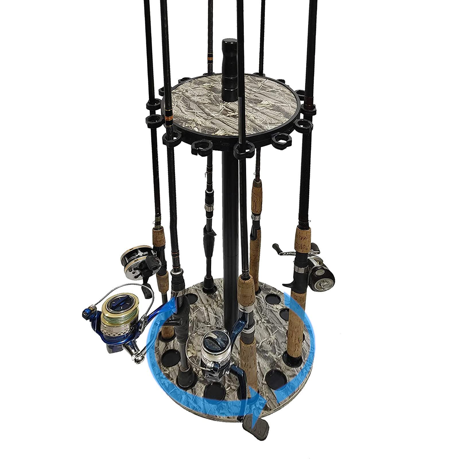 【新品・即対応】スタンド 丸型デザイン360度回転釣竿 釣15本の釣り竿を収納可能竿収納ラック ロッドホルダー 高度な釣竿展示台 timiland 日本語説明書付きで組み立ても簡単