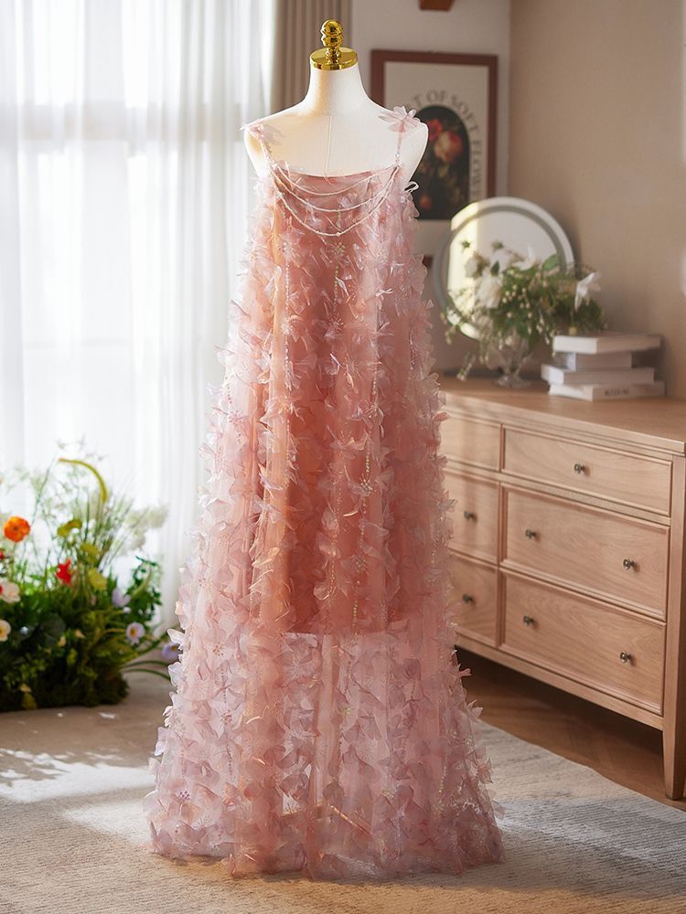 ピンク レディース ドレス ロングドレス 吊り肩 パーティー 成人式 誕生日会 結婚式 披露宴 フォトウェディング 感 送料無料
