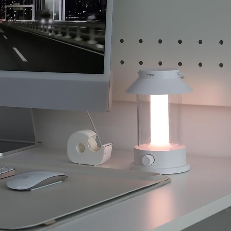 在庫 mooas ヴィンテージ調デコレーションランタン LEDキャンプランタン 充電式ライト 3つの照明モード付き ホワイト 0