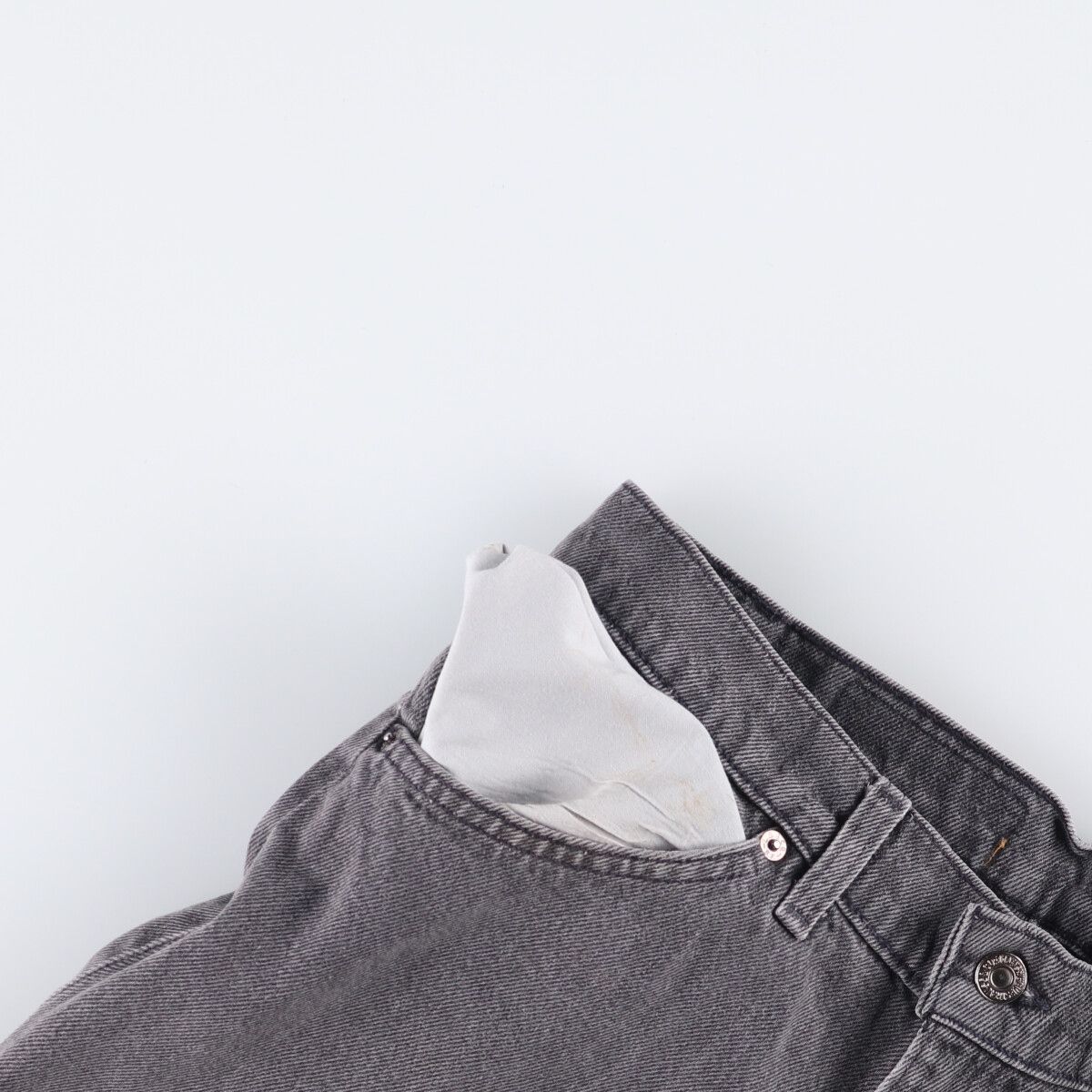 オレンジタブ ブラックデニムショーツ