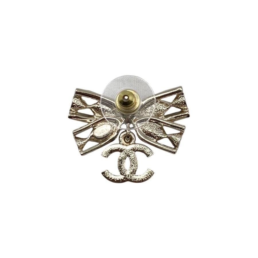 CHANEL リボン付きクリスタルピアス 超希少！シャネル ピアス 偽物 CC ロゴ クリスタル リボン