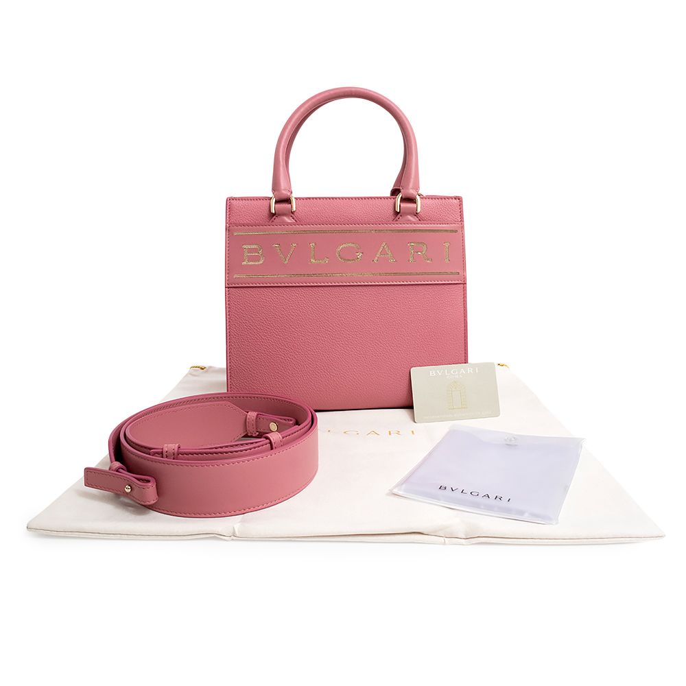 ブルガリ ロゴ トート スモール 2Way ショルダー ハンドバッグ 斜め  