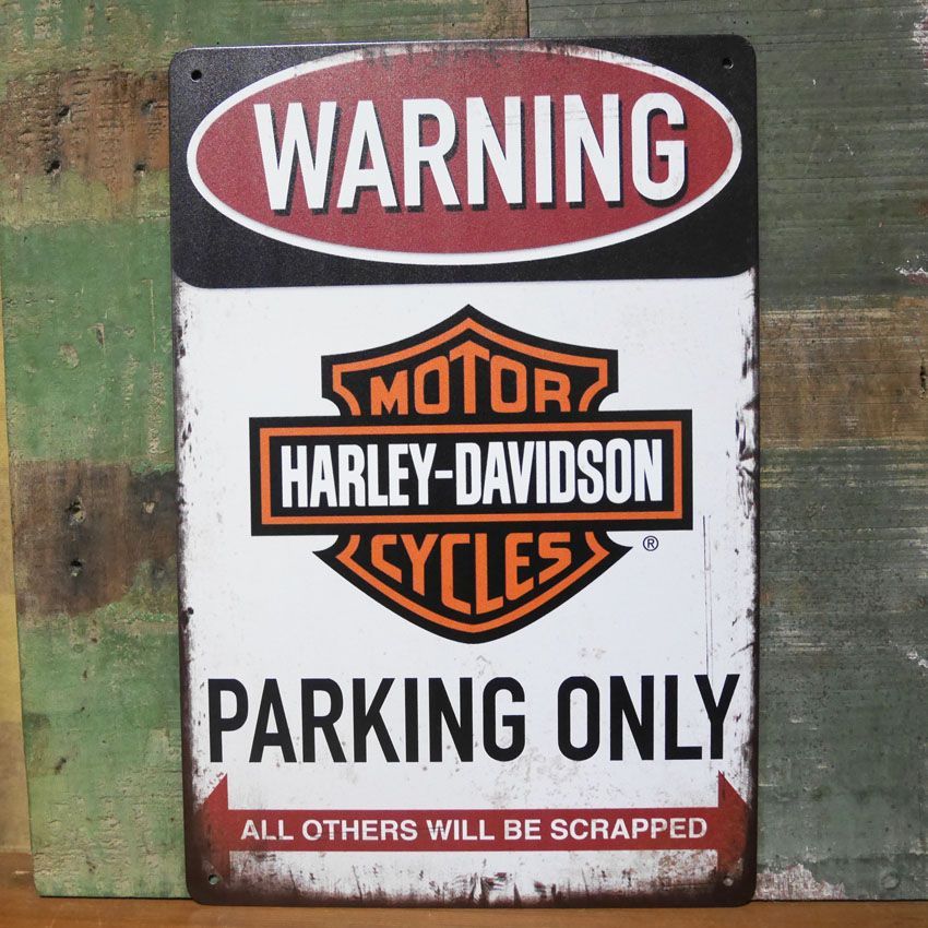 WARNING HARLEY-DAVIDSON PARKING ONLY ティン看板 ハーレー