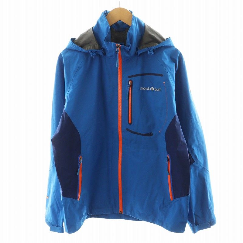 モンベル Montbell トレントフライヤージャケット GORE-TEX マウンテンパーカ ロゴ L 青 ブルー |AN48