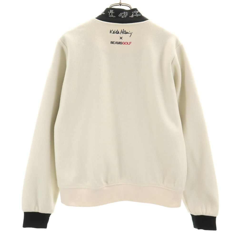 ビームスゴルフ × キースヘリング コラボ ゴルフ フリース ブルゾン M 白系 BEAMS GOLF × Keith Haring レディース ビームスゴルフ × キースヘリング コラボ ゴルフ フリース