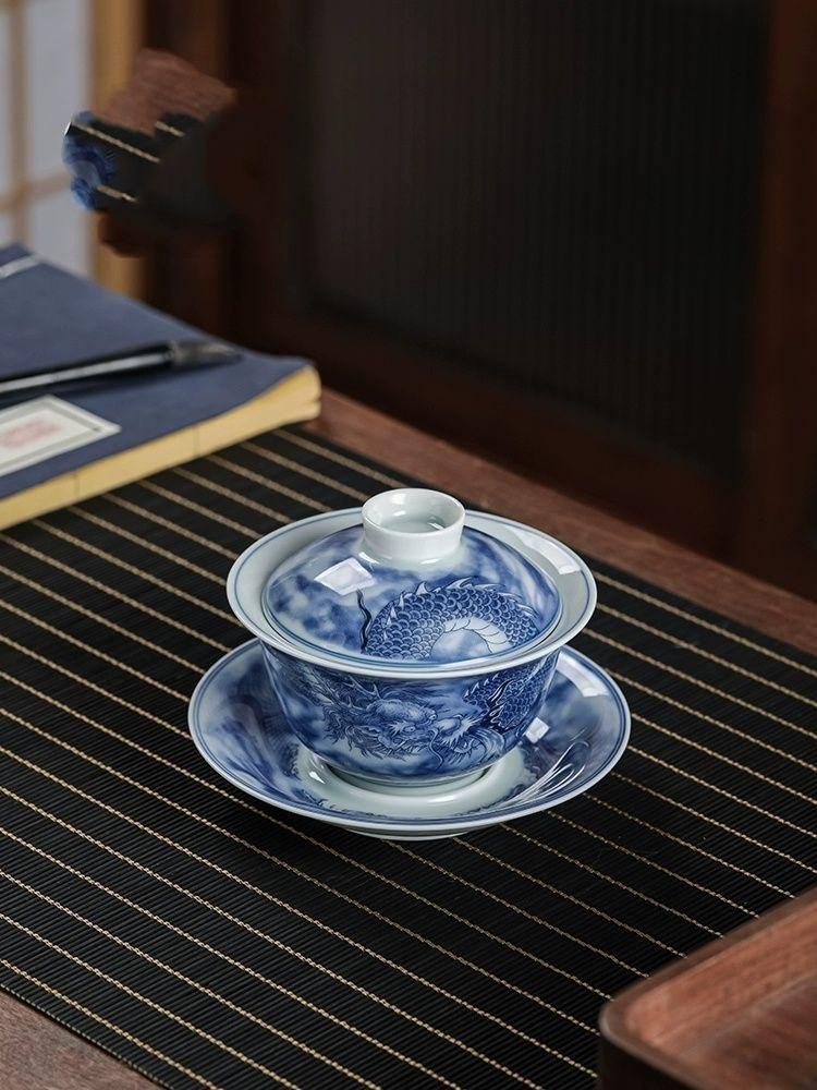 景徳鎮 青花竜紋三才蓋碗 茶碗 湯飲み煎茶器 新品未使用 景徳鎮 青花磁器竜紋三才蓋碗 煎茶器 新品未使用 - メルカリ