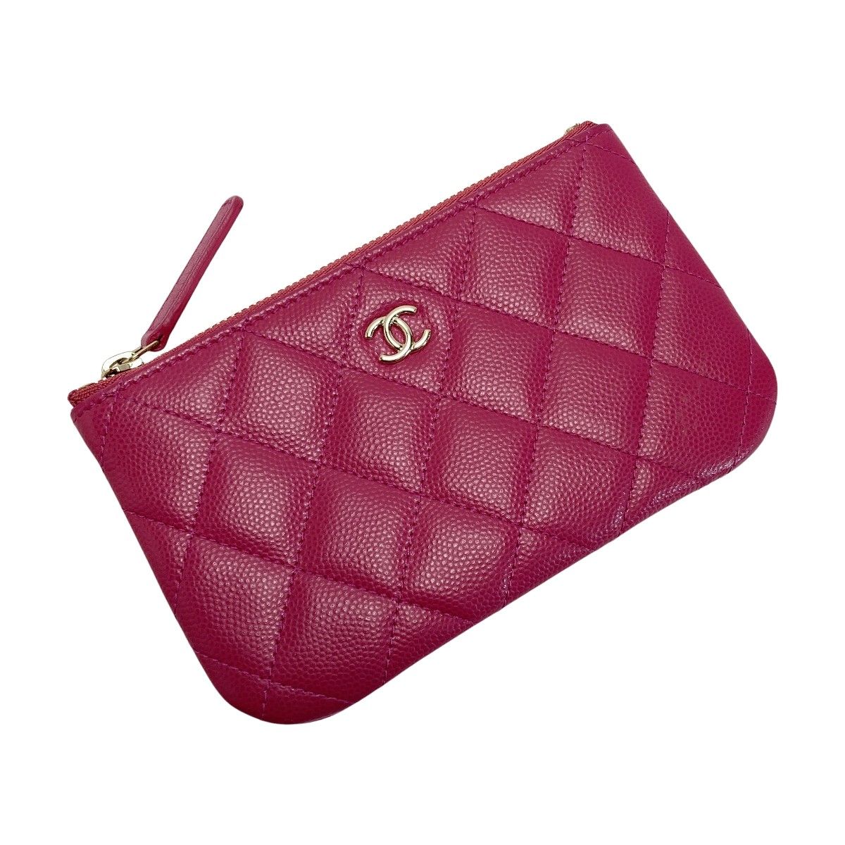 CHANEL シャネル マトラッセ クラシック ミニポーチ ピンク キャビアスキン ココマーク