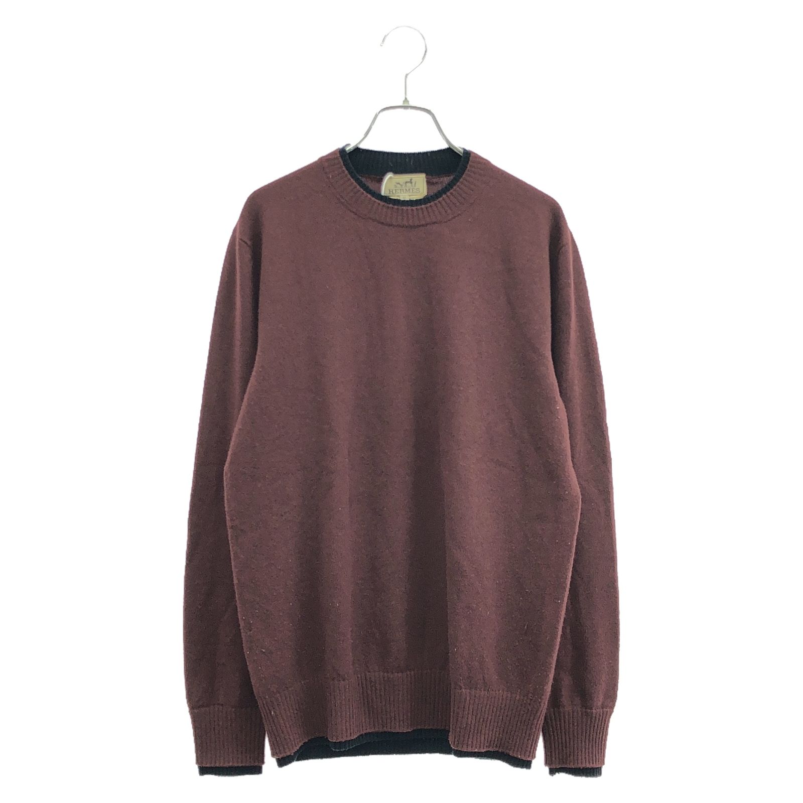 エルメス HERMES Hモチーフ ニット クルーネック ウール パープル 3H2617D4 レディース 中古 HERMES - エルメス HERMES Hモチーフ ニット 衣料品 トップス