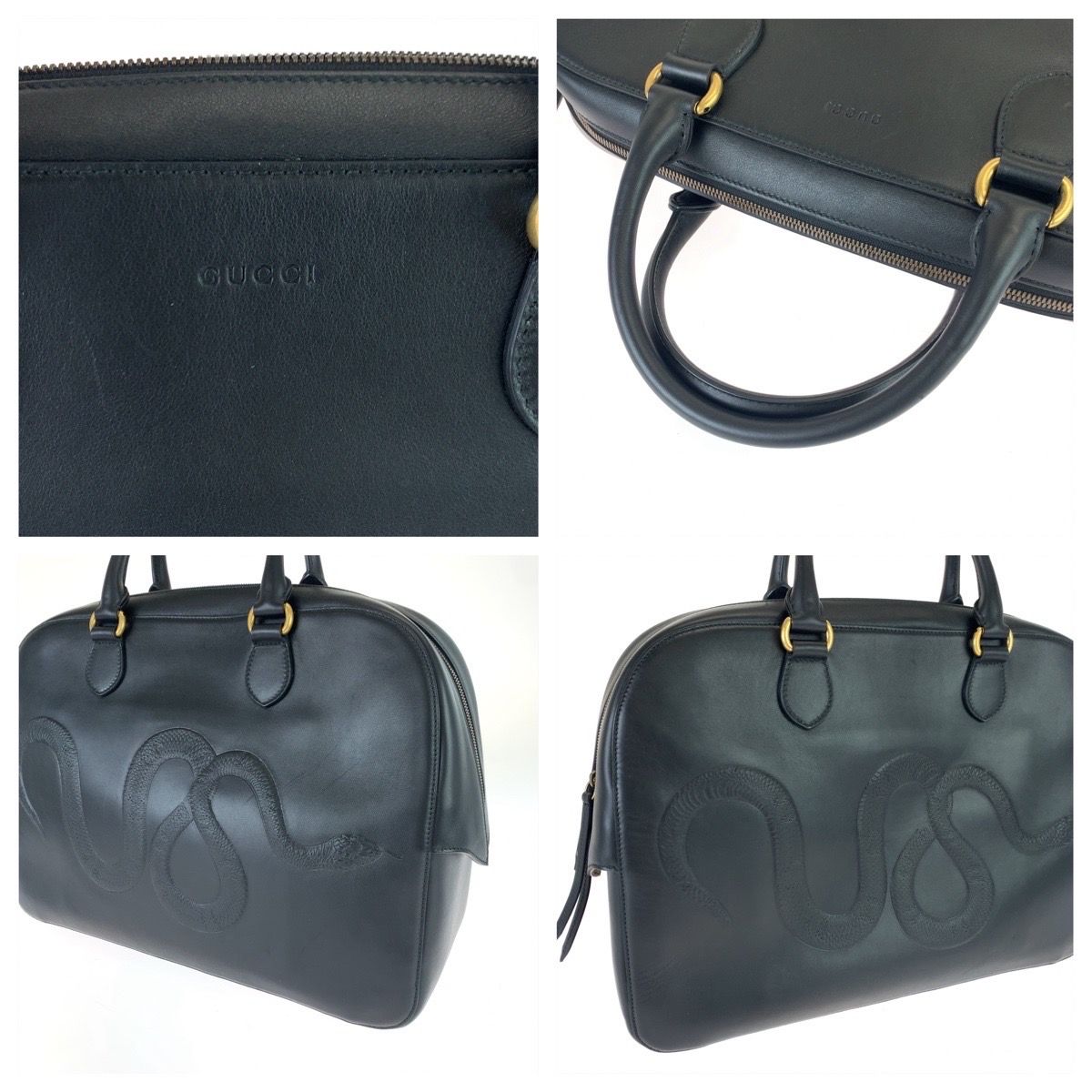 美品 GUCCI グッチ スネーク ブラック 黒 ゴールド金具 レザー 450999