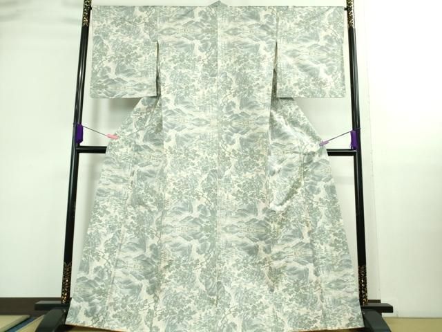 平和屋着物 上 都喜ヱ門 本場大島紬 白大島 滝風景 藤絹織物謹製 DZAB0123kh5