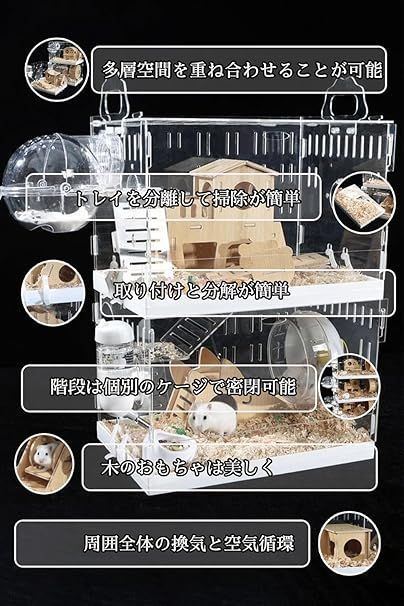 在庫処分】ハリネズミ ケージ プラスチック 大型 脱出にく デグー