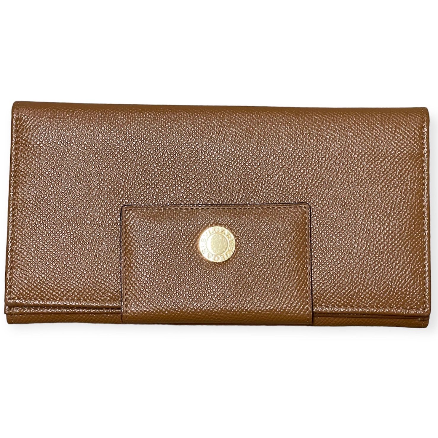【極美品】ブルガリ　長財布　三つ折り　クラシコ　ブラウン　ゴールド金具　箱付き 鑑定品】 BVLGARI ブルガリ 長財布 Wホック 三つ折り 財布