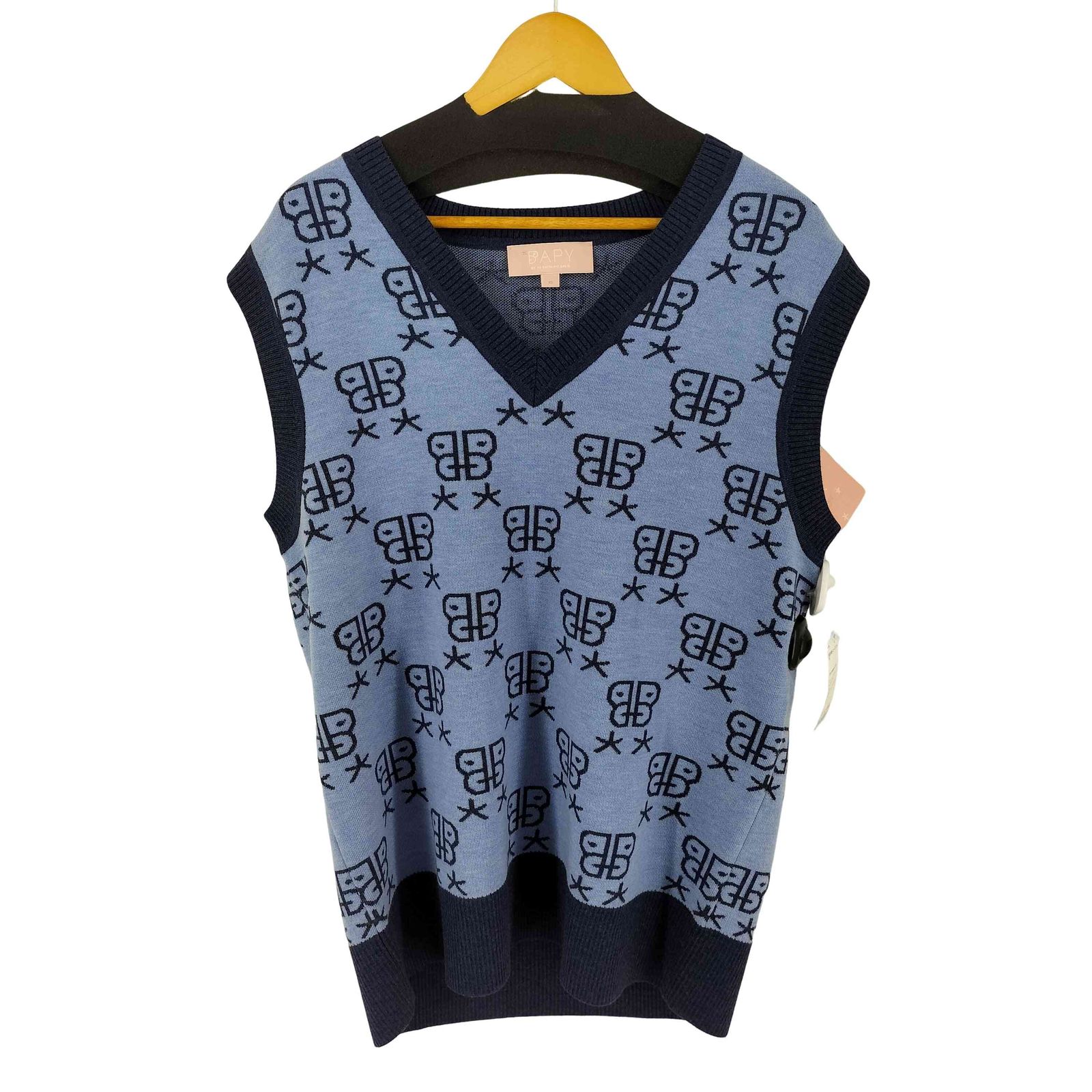 ユーズドフルギ 古着 BAPY MONOGRAM KNIT VEST レディース import XS